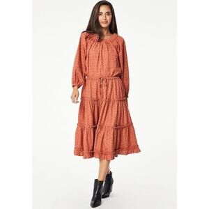 Roberta Roller Rabbit Clementine Eyelet Midi Ruffle Tiered Button Skirt NWOT L